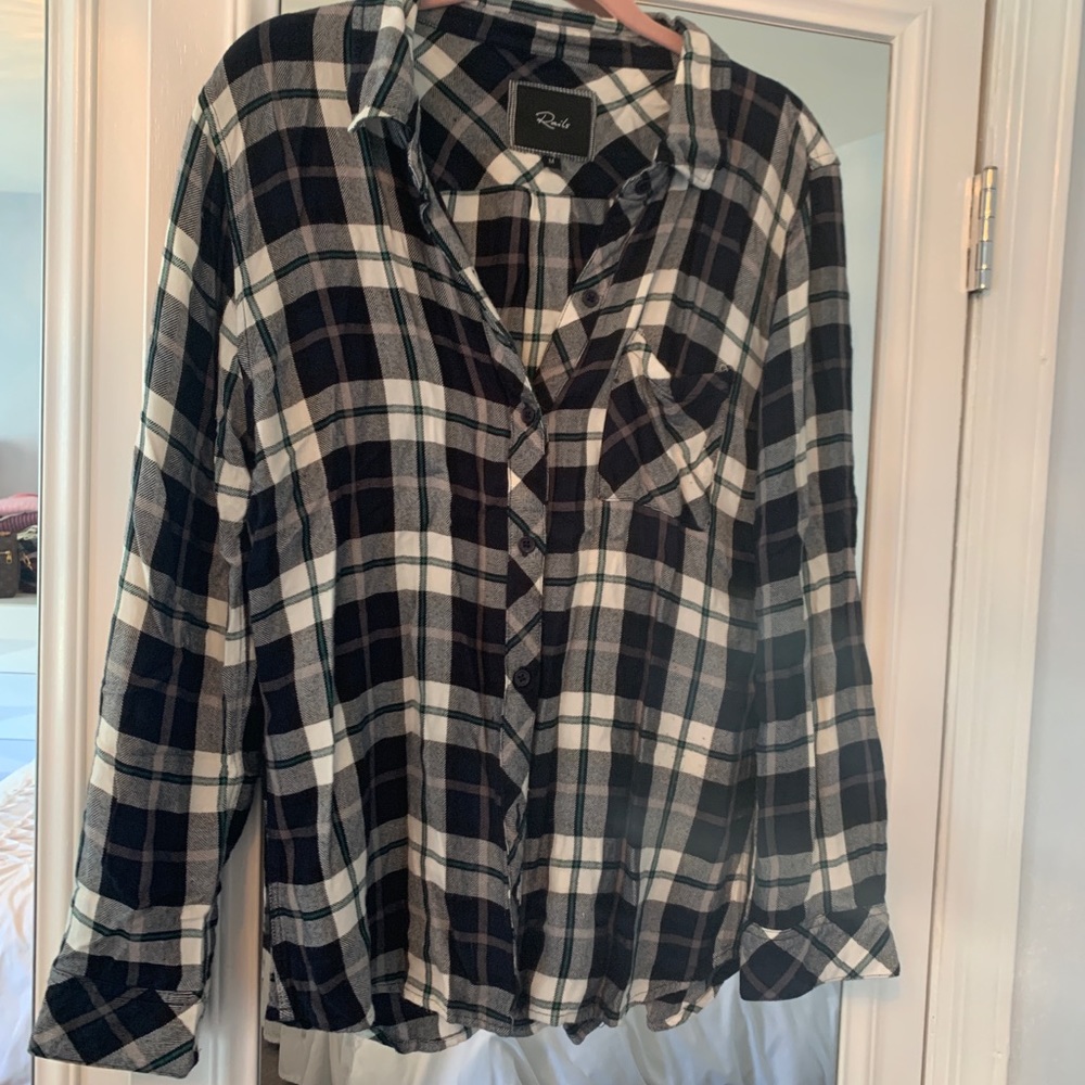 Rails Plaid Button Down Top